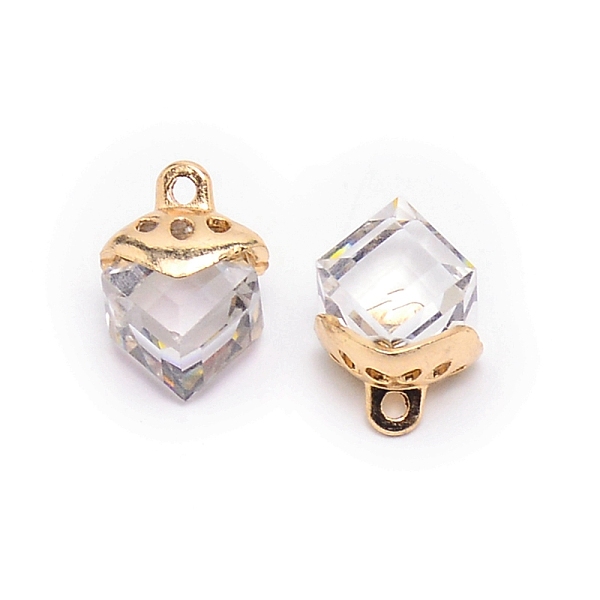 

PandaHall Electroplate Glass Charms, with Alloy Finding, Cube, Vitrail Light, 15x10x10mm, Hole: 1.6mm Alloy+Glass Cube Purple