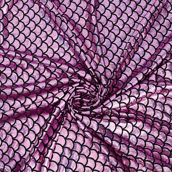 PandaHall FINGERINSPIRE Mermaid Scales Fabric 39x59 inch Orchid Purple Hologram 2 Way Stretch Fish Scale Fabric Sparkly Spandex Mermaid...