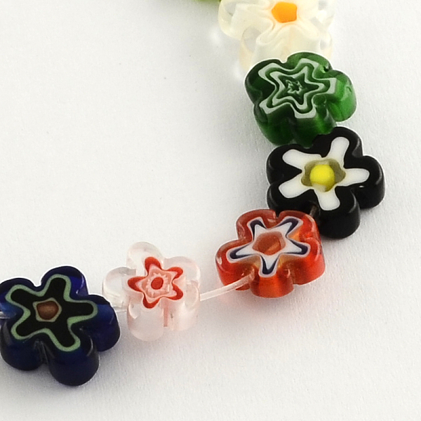 

PandaHall Flower Handmade Millefiori Glass Beads Strands, Mixed Color, 10~13x10~13x4.5mm, Hole: 1mm, about 32pcs/strand, 14.5 inch..., Multicolor