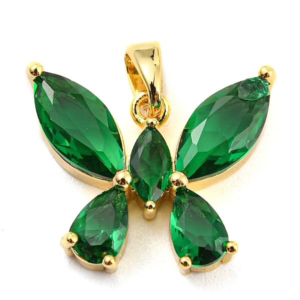 

PandaHall Brass Pave Cubic Zirconia Pendants, Real 14K Gold Plated, Butterfly, Green, 15x18.5x4mm, Hole: 4x3mm Brass+Cubic Zirconia...