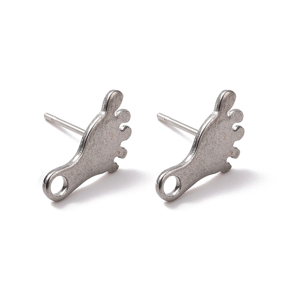 

PandaHall 201 Stainless Steel Stud Earring Findings, with Horizontal Loop and 316 Stainless Steel Pin, Foot Print, Stainless Steel Color...
