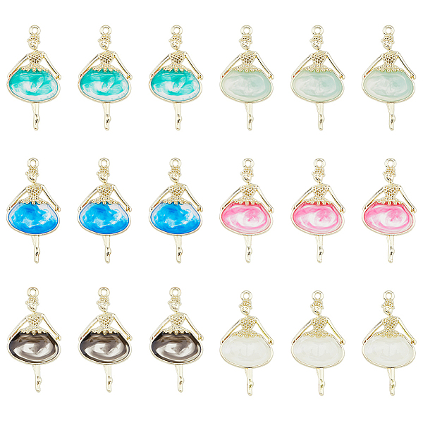 

PandaHall DICOSMETIC 24Pcs 6 Colors Epoxy Resin Big Pendants, Ballet Dancer Charm, with Rack Plating Light Gold Tone Alloy Open Back Bezel..., Multicolor