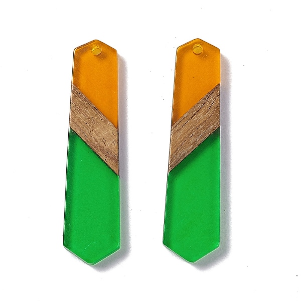 

PandaHall Transparent Resin & Walnut Wood Pendants, Hexagon Charms, Lime Green, 49x12x3.5mm, Hole: 2mm Resin+Wood Hexagon