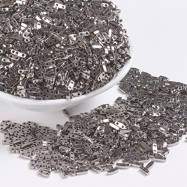 

PandaHall MIYUKI Quarter TILA Beads, Japanese Seed Beads, 2-Hole, (QTL190) Nickel Plated, 5x1.2x1.9mm, Hole: 0.8mm, about 480pcs/10g Glass..., Silver