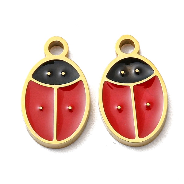 

PandaHall 304 Stainless Steel Charms, with Enamel, Ladybird Charm, Real 14K Gold Plated, 10x6x1mm, Hole: 1.2mm Stainless Steel+Enamel..., Red