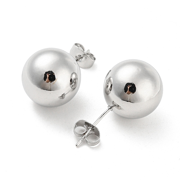 

PandaHall Brass Stud Earrings, Round Ball, Platinum, 26x14mm Brass Round