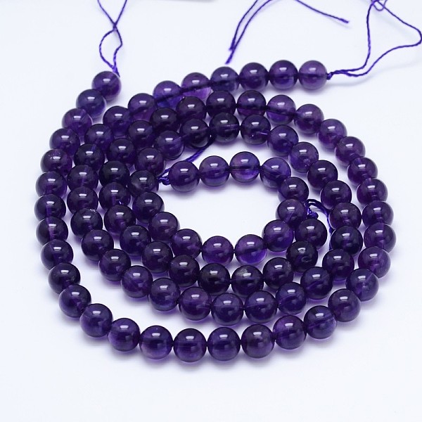 

PandaHall Natural Amethyst Round Bead Strands, Grade AA+, 4mm, Hole: 0.7mm, about 95pcs/strand, 15.5 inch Amethyst Round Blue