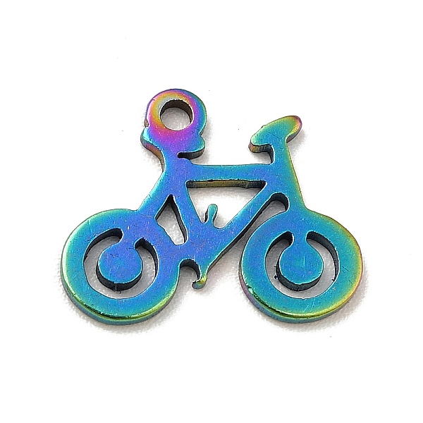 

PandaHall Ion Plating(IP) 201 Stainless Steel Pendants, Bicycle Charms, Rainbow Color, 11x14x1mm, Hole: 1.2mm 201 Stainless Steel Others