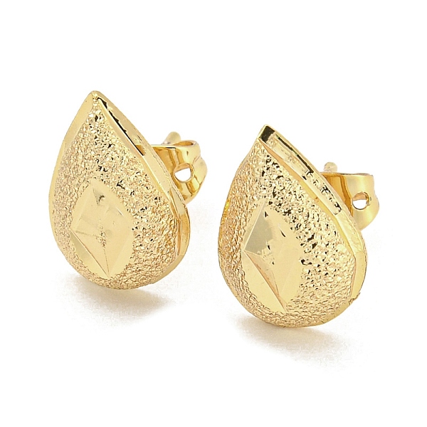 

PandaHall Brass Ear Studs, Teardrop, Real 18K Gold Plated, 12x8.5mm Brass Teardrop
