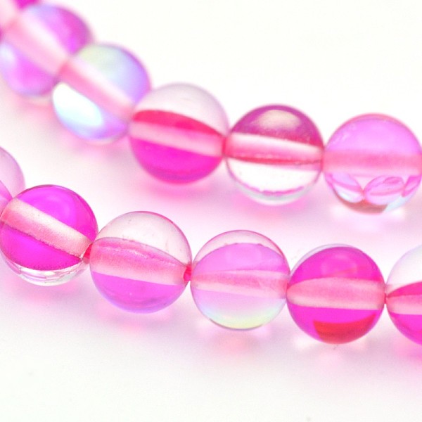 Round Synthetic Moonstone Beads Strands