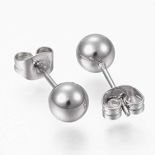 201 Stainless Steel Ball Stud Earrings