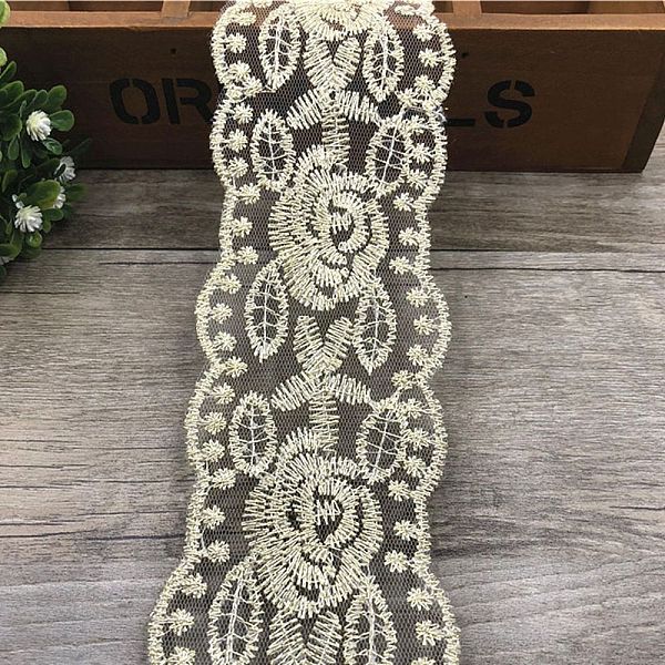 

PandaHall Polyester Embroidery Ribbon, for Crafts Wedding Gift Wrapping, Flower, 2-3/4 inch(70mm), 15 yards Polyester Flower