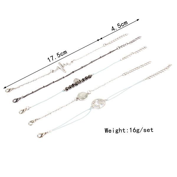 

PandaHall Alloy Bracelets Sets, with Gemstone and Rhinestone, Crystal, Platinum, 6-7/8 inch(17.5cm), 5pcs/set Mixed Stone Clear