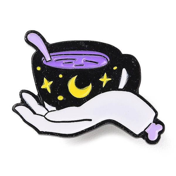 

PandaHall Black Aolly Brooches, Enamel Pins, Hand Hold the Cup, 20.5x30.5x1.5mm Alloy+Enamel Others Black