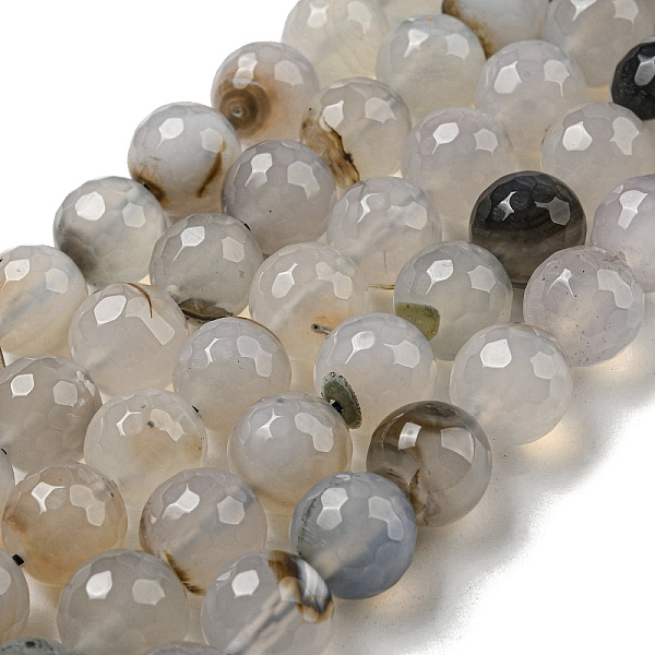 

PandaHall Faceted Natural Agate Beads Strands, Round, Dyed & Heated, Light Grey, 12mm, Hole: 1.6mm, about 31pcs/strand, 14.76''(37.5cm)...