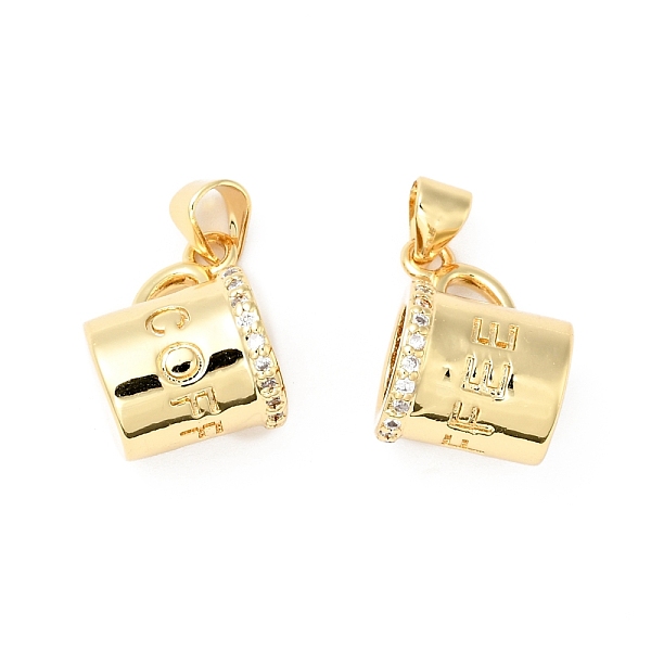 

PandaHall Rack Plating Brass Micro Pave Clear Cubic Zirconia Pendants, Cadmium Free & Lead Free, Cup & Word Coffee, Real 18K Gold Plated...