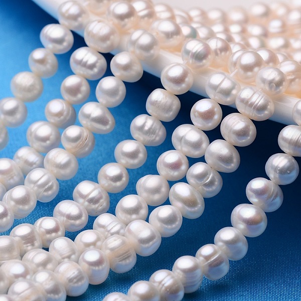 

PandaHall Potato Natural Pearl Bead Strands, Creamy White, 6~7mm, Hole: 0.8mm, about 56pcs/strand, 13.78 inch(35cm) Pearl Potato