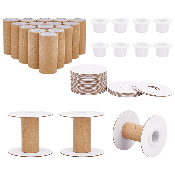 

PandaHall PH 16 Sets Empty Paper Thread Spools, Wire Weaving Bobbins Paper Sewing Spools Detachable Thread Ribbon Holder for Yarn Cord..., Orange