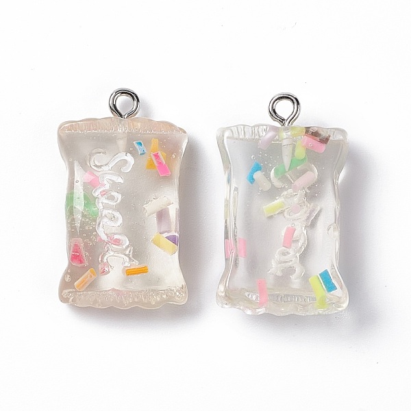 

PandaHall Transparent Resin Pendants, with Platinum Plated Iron Loops, Candy Charm with Word Sweet, Colorful, Rectangle Pattern, 27x16x6.5mm...