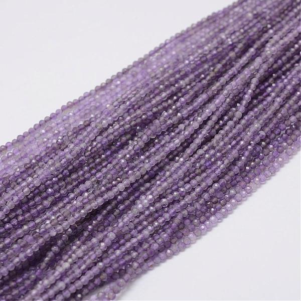 

PandaHall Natural Amethyst Beads Strands, Round, Faceted, 2mm, Hole: 0.5mm, about 220pcs/strand, 15.7 inch(40cm) Amethyst Round