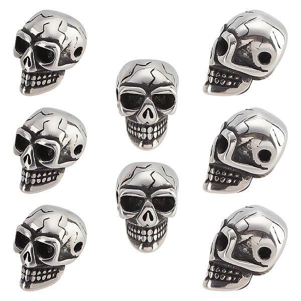

PandaHall 304 Stainless Steel Beads, Skull, Antique Silver, 14x9x9mm, Hole: 1.5mm 304 Stainless Steel Skull