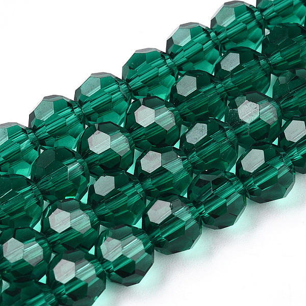 

PandaHall Transparent Glass Beads, Faceted(32 Facets), Round, Dark Green, 6mm, Hole: 1mm, about 98pcs/strand, 20.47 inch(52cm) Glass Round...