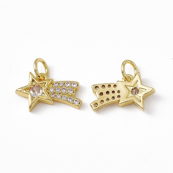 

PandaHall Rack Plating Brass Cubic Zirconia Charms, with Jump Ring, Real 18K Gold Plated, Long-Lasting Plated, Cadmium Free & Nickel Free &..., Clear