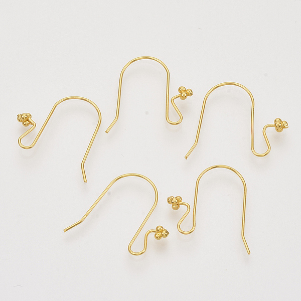 

PandaHall Brass Earring Hooks, Ear Wire, Real 18K Gold Plated, Nickel Free, 21.5x18.5x1mm, Pin: 1mm, Grape: 3.5x3.5x4mm. Brass