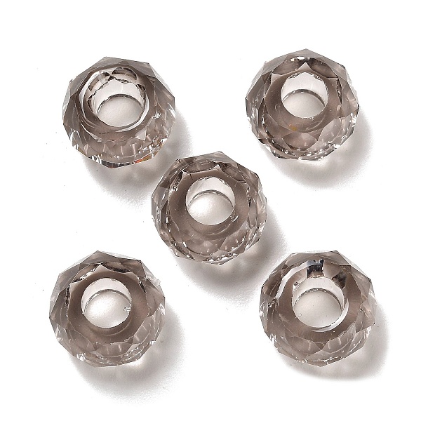 

PandaHall Transparent Resin European Beads, Large Hole Beads, Faceted, Rondelle, Rosy Brown, 13.5x8mm, Hole: 5.5mm Resin Rondelle