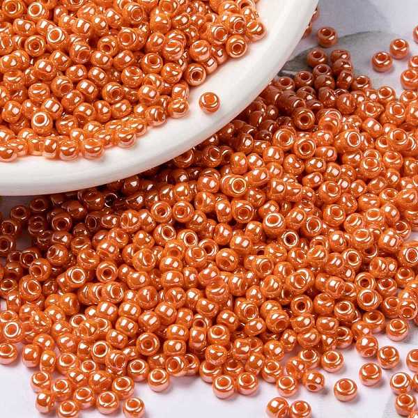 

PandaHall MIYUKI Round Rocailles Beads, Japanese Seed Beads, (RR423) Opaque Light Orange Luster, 8/0, 3mm, Hole: 1mm, about 422~455pcs/10g...