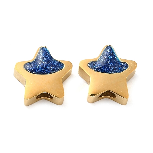 

PandaHall 304 Stainless Steel Beads, with Enamel, Star, Real 18K Gold Plated, 7.5x7.7x3.4mm, Hole: 1.7mm Stainless Steel+Enamel Star