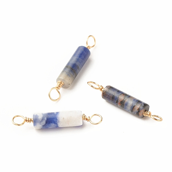 

PandaHall Natural Sodalite Connector Charms, with Light Gold Eco-Friendly Copper Wire Wrapped, Column, 22~23.5x4mm, Hole: 2.2~2.4mm Sodalite...