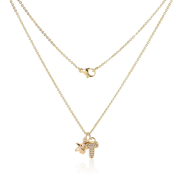 Colliers pendentifs en laiton sertis de micro-pavés de zirconiums cubiques transparents et de strass