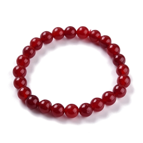 

PandaHall Dyed Natural Jade Beads Stretch Bracelets, Round, Red, Inner Diameter: 2-1/4 inch(5.7cm), Bead: 8~8.5mm Jade Red