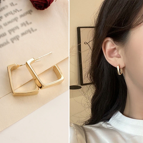 

PandaHall Alloy Earrings for Women, with 925 Sterling Silver Pins, Golden, 18x12mm Alloy