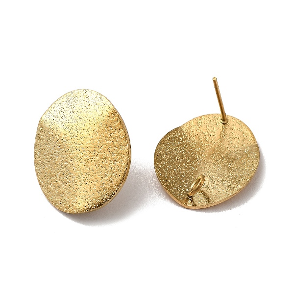 

PandaHall Ion Plating(IP) 304 Stainless Steel Stud Earrings Findings, with Vertical Loop, Textured Oval, Golden, 20x16mm, Hole: 2.5mm, Pin...
