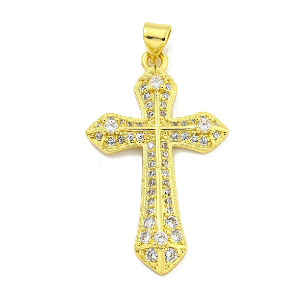

PandaHall Rack Plating Brass Micro Pave Cubic Zirconia Pendants, Long-Lasting Plated, Cadmium Free & Lead Free, Cross, Real 18K Gold Plated..., Clear