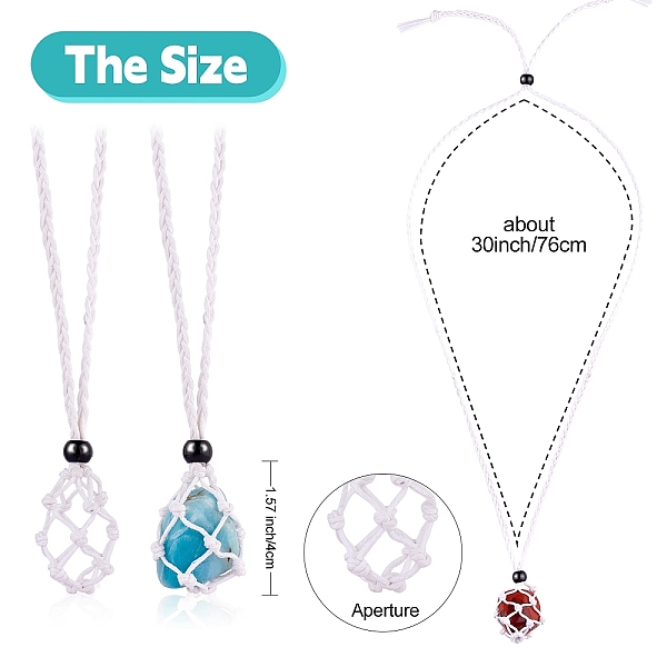 

PandaHall Braided Waxed Cotton Thread Cords Macrame Pouch Necklace Making, Adjustable Glass Beads Interchangeable Stone Necklace, White, 30...