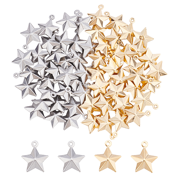 

PandaHall Unicraftale 304 Stainless Steel Pendants, Star, Golden & Stainless Steel Color, 15x12~12.5x4mm, Hole: 1mm, 30pcs/color, 2colors...