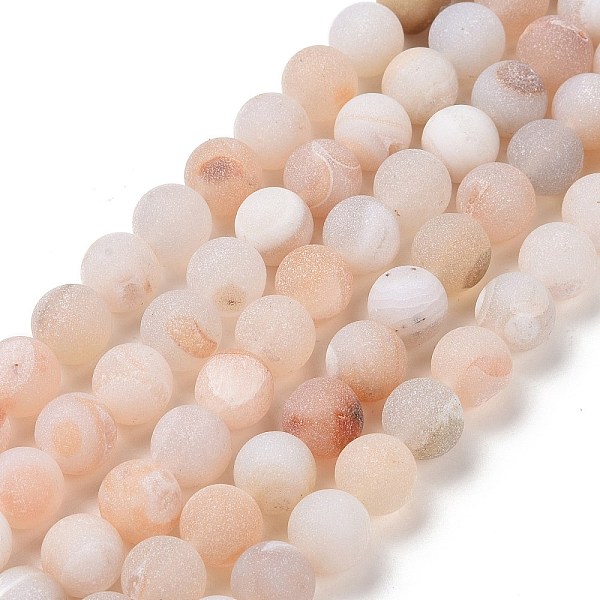 

PandaHall Natural Druzy Geode Agate Bead Strands, Frosted, Round, Dyed & Heated, Grade A, Navajo White, 8mm, Hole: 1mm, about 47pcs/strand..., Orange