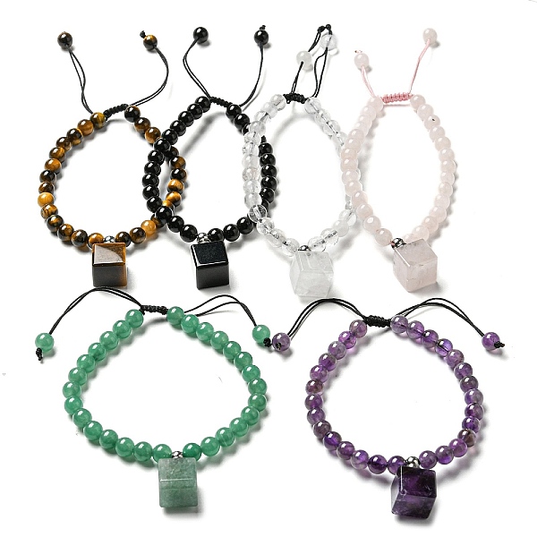 

PandaHall Natural Mixed Stone Charm Bracelet, Braided Adjustable Bracelet, Cube, Inner Diameter: 2-1/4~2-5/8 inch(5.7~6.8cm) Mixed Stone...