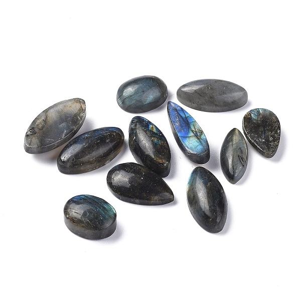 

PandaHall Natural Labradorite Cabochons, Oval & Teardrop, 22.5~33.5x10~15x5~9.5mm Labradorite Mixed Shapes