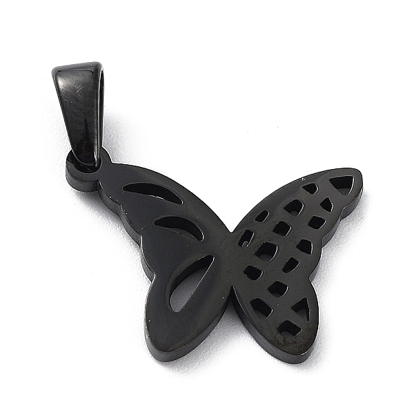 

PandaHall Ion Plating(IP) 304 Stainless Steel Pendants, Butterfly, Black, 14x18x1.5mm, Hole: 6x2mm 304 Stainless Steel Butterfly