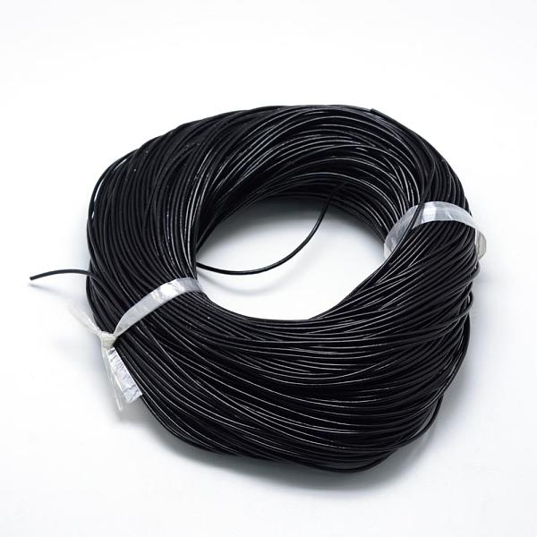 

PandaHall Spray Painted Cowhide Leather Cords, Black, 2.0mm, about 100yards/bundle(300 feet/bundle) Cowhide Round Black
