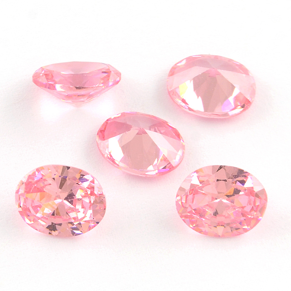 

PandaHall Oval Shaped Cubic Zirconia Pointed Back Cabochons, Faceted, Pearl Pink, 14x10mm Cubic Zirconia Oval Pink