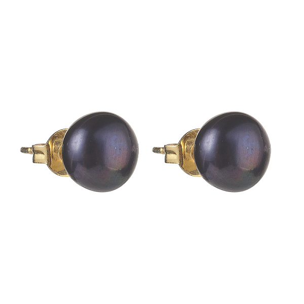 

PandaHall Natural Pearl Rondelle Stud Earrings, 304 Stainless Steel Earring Post, Golden, Black, 7~7.5mm, Pin: 0.7mm Pearl Round Black