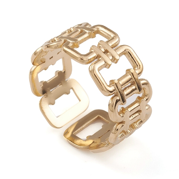 

PandaHall Ion Plating(IP) 304 Stainless Steel Hollow Rectangle Open Cuff Rings for Women, Real 14K Gold Plated, Inner Diameter: 16.4mm 304...