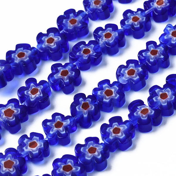 

PandaHall Handmade Millefiori Glass Bead Strands, Flower, Medium Blue, 5.5~8x2.5mm, Hole: 1mm, about 64~67pcs/strand, 15.75 inch~16.34 inch...