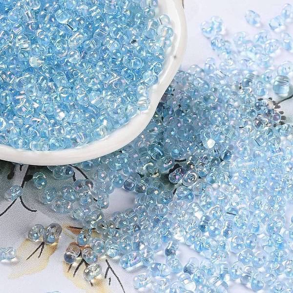 

PandaHall AB Color Plated Glass Seed Beads, Transparent Colours Rainbow, Peanut, Light Sky Blue, 4~4.5x2~2.5x2~2.5mm, Hole: 0.8~0.9mm, about...