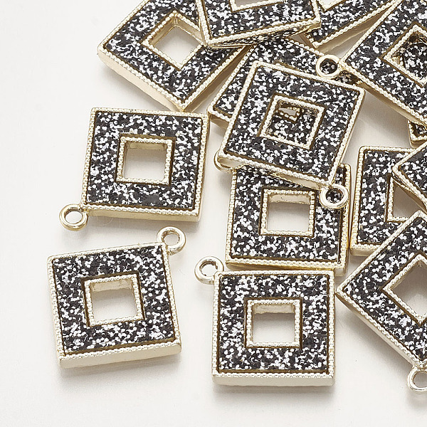 

PandaHall Alloy Pendants, with Sequins/ Paillettes, Rhombus, Golden, Hollow, Black, 26x22x2.5mm, Hole: 2mm Alloy Rhombus Black